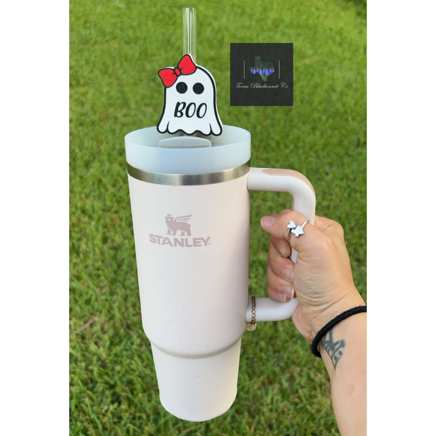 GHOST W/ BOW STRAW TOPPER