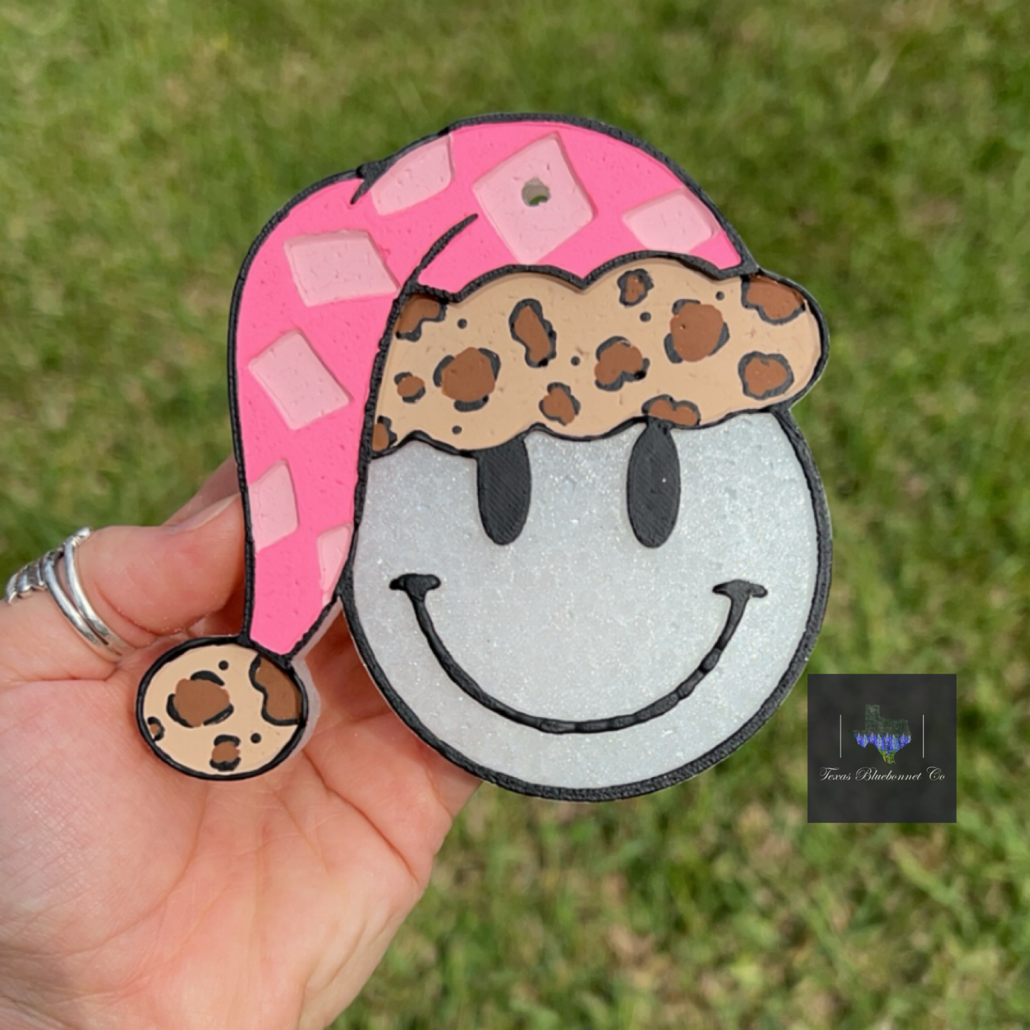 CHEETAH SANTA HAT SMILEY