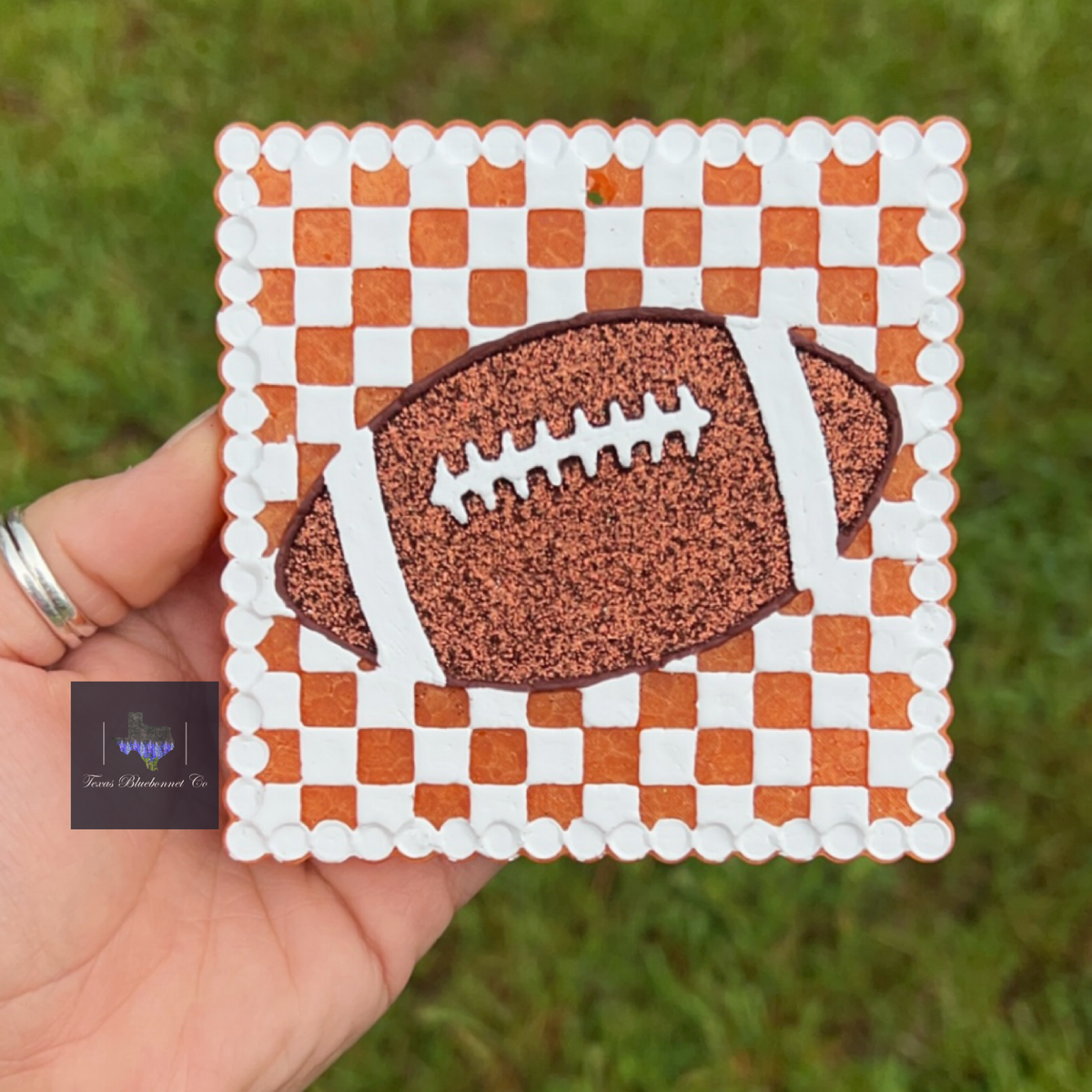 CHECKERED FOOTBALL SQUARE(ORANGE)