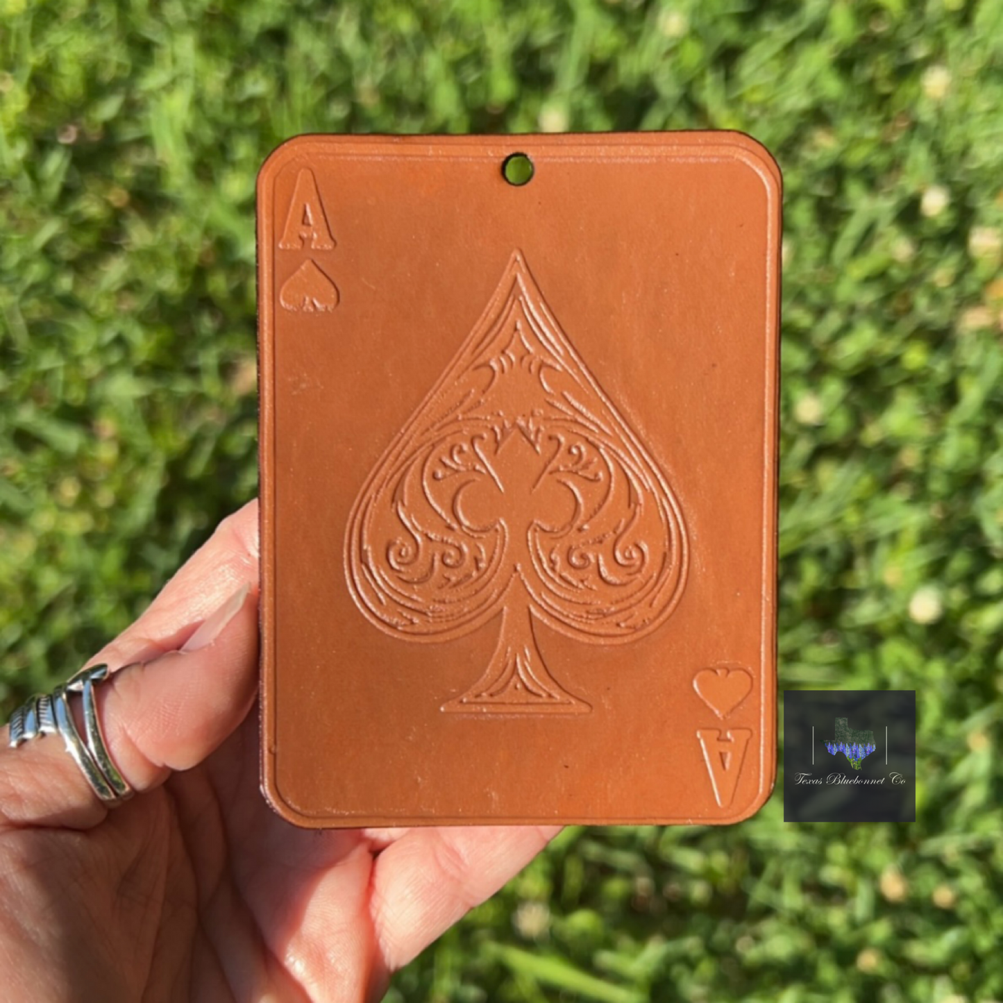 ACE OF SPADES CARD (LEATHER CHARM)