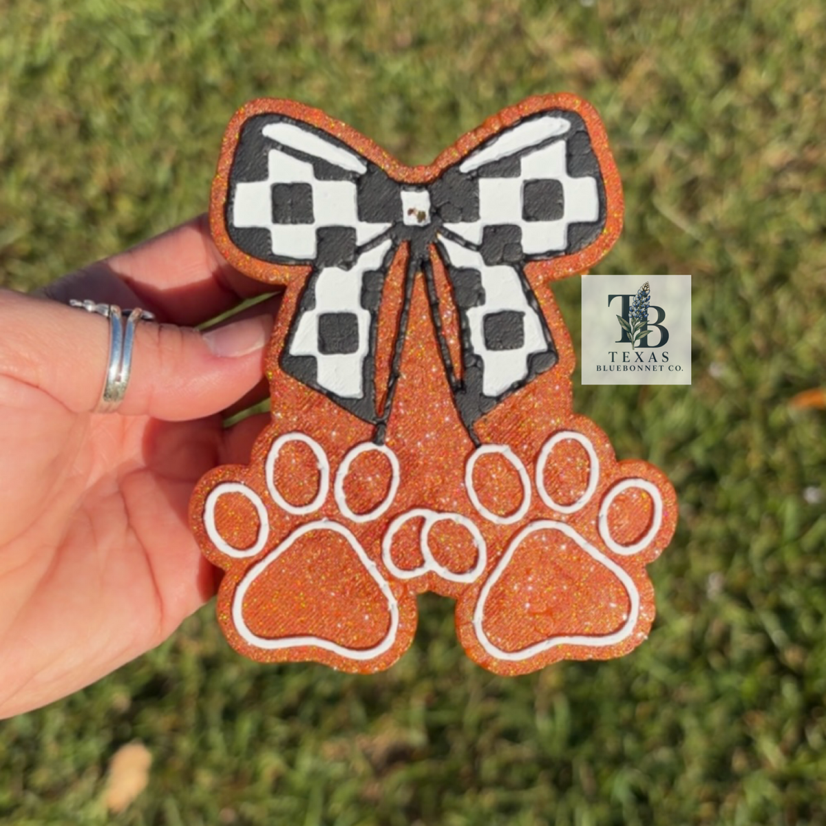 PAW PRINT CHERRIES CHECKERED BOW