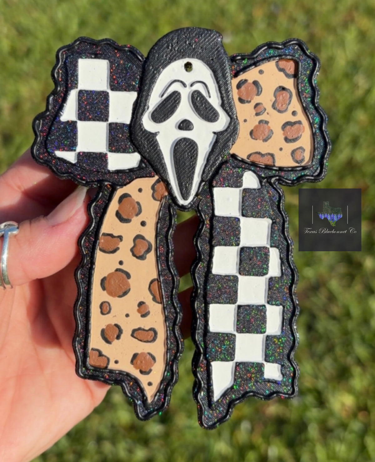 GHOST FACE CHECKERED BOW (CHEETAH)
