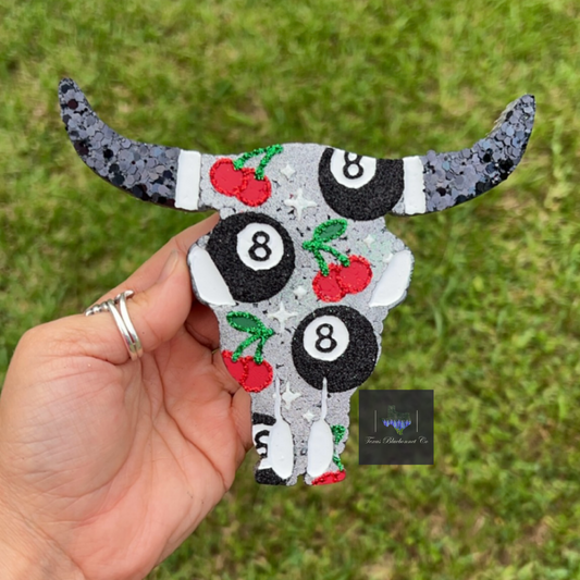 CHERRIES EIGHT BALL BULL SKULL