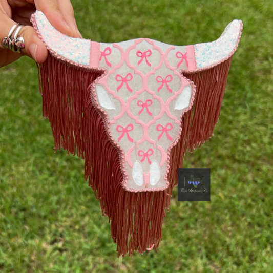 BOWS AND LACE BULL SKULL