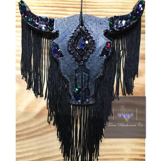 BLACK BULL SKULL BLACK FRINGE