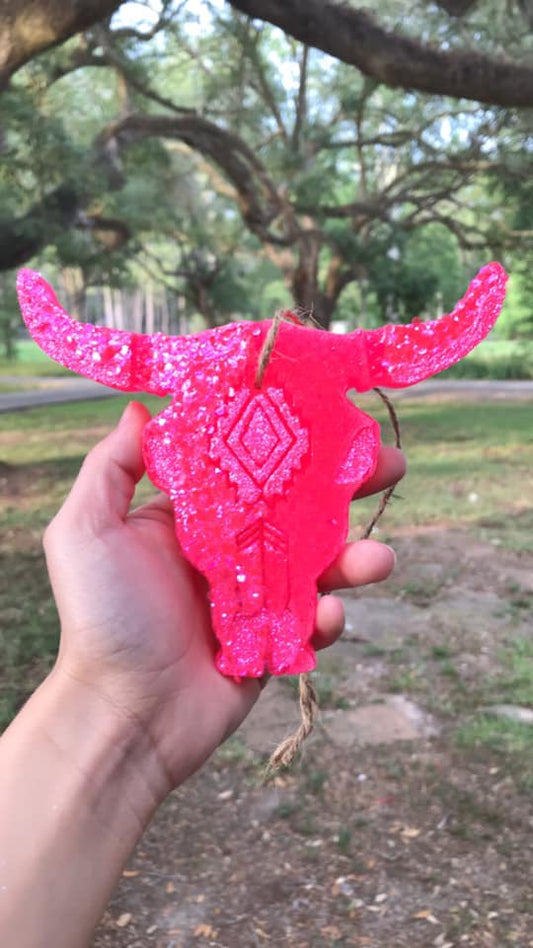 HOT PINK BULL SKULL