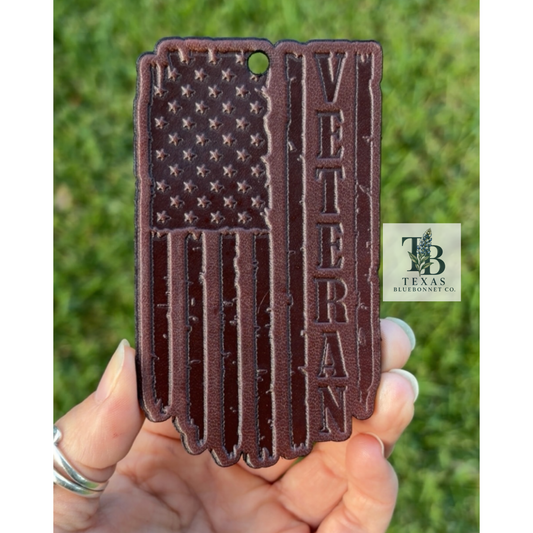 VETERAN FLAG  (LEATHER CHARM)