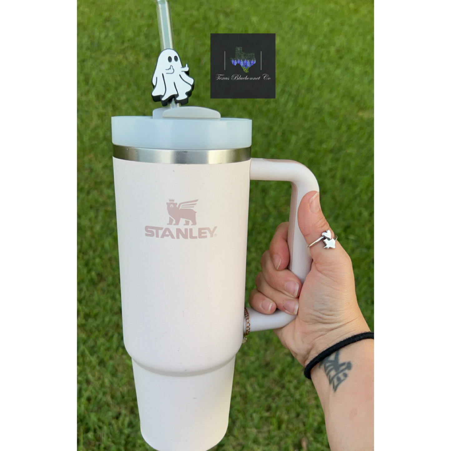 GHOST MIDDLE FINGER STRAW TOPPER