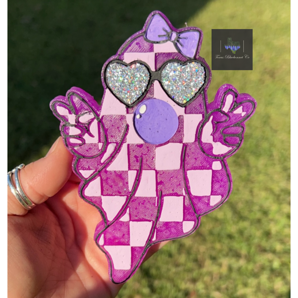 Checked Ghost CHECKERED GHOST W/ GLASSES – Texas Bluebonnet Co.