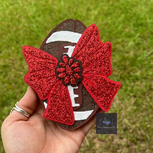 LARGE FOOTBALL W/ BOW & CONCHO (RED)