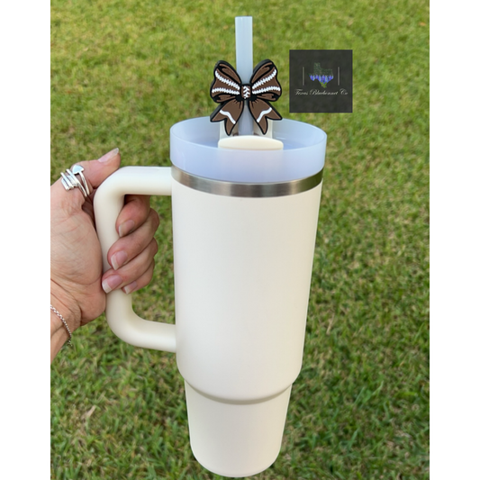 FOOTBALL BOW STRAW TOPPER