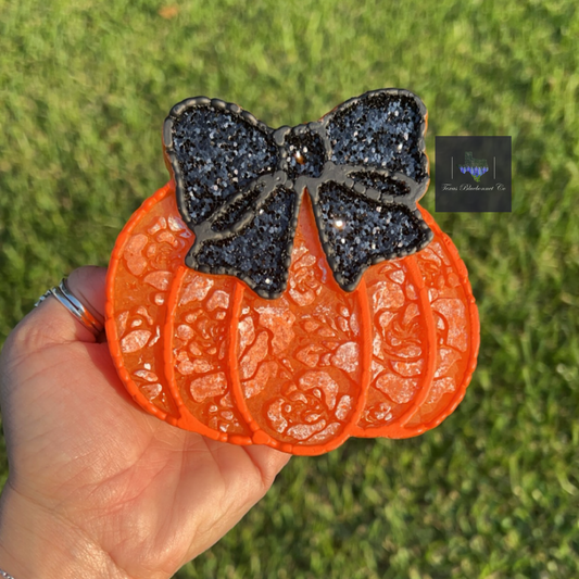 FLORAL PUMPKIN W/ BOW (ORANGE)