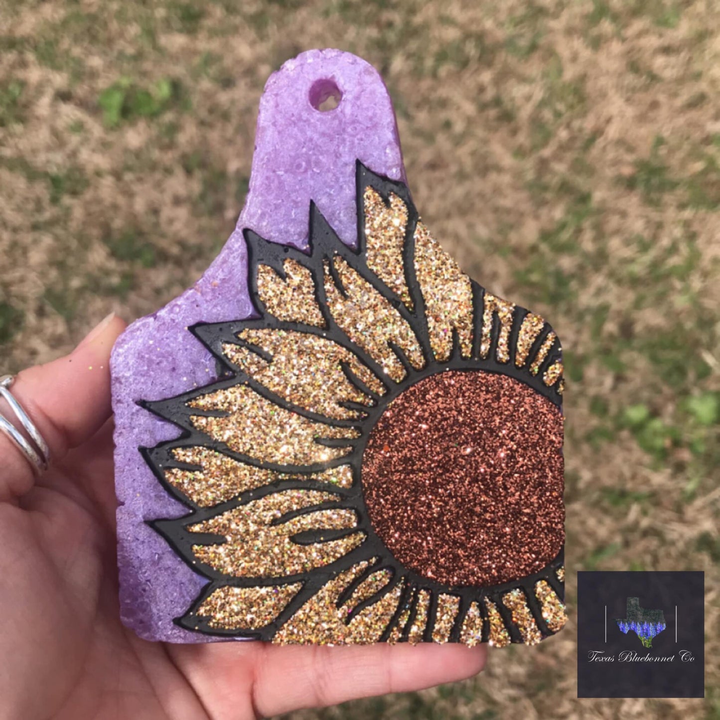 GOLDEN SUNFLOWER (BROWN/PURPLE COW TAG)