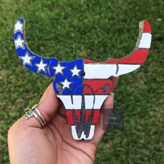 US FLAG BULL SKULL