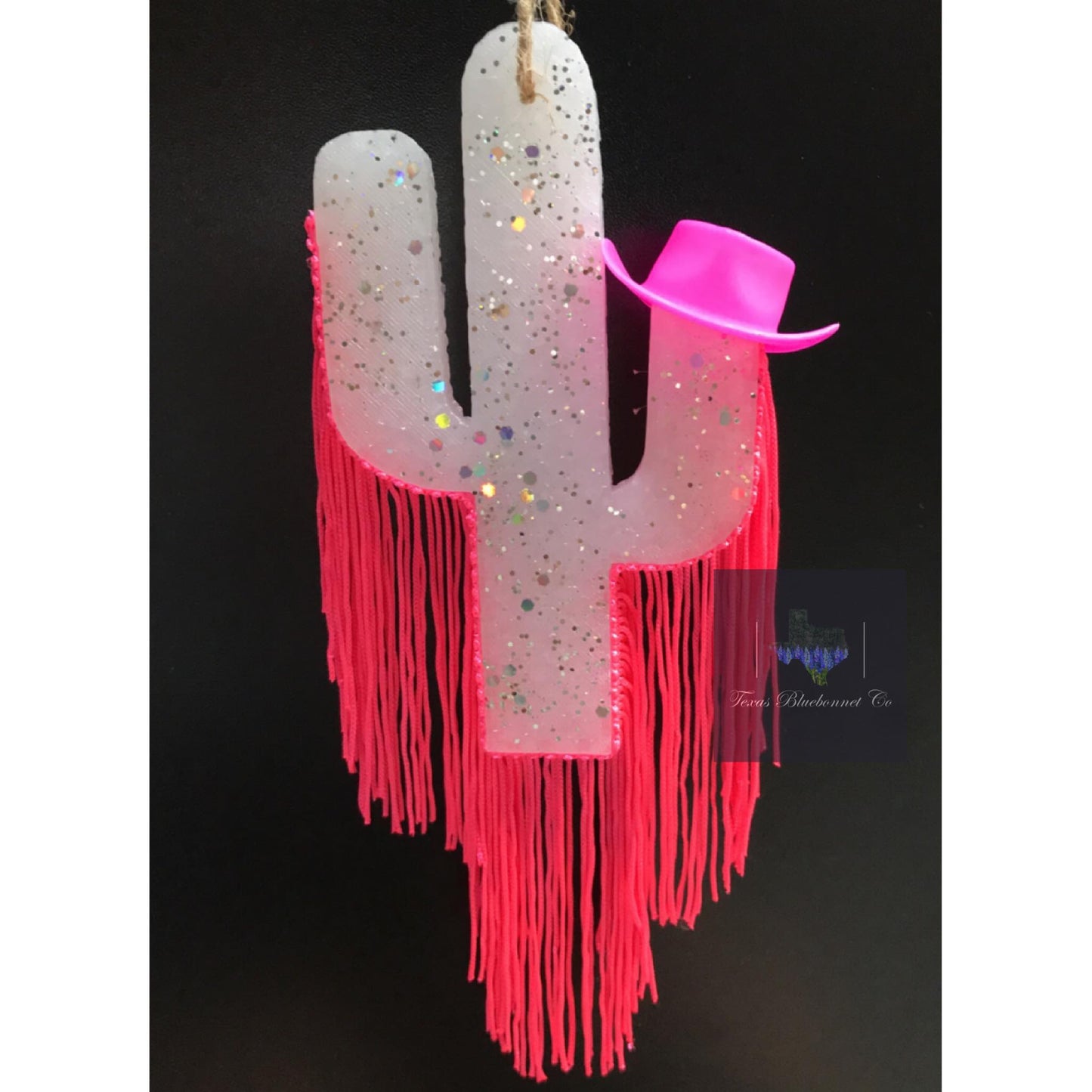 WHITE CACTUS HOT PINK FRINGE